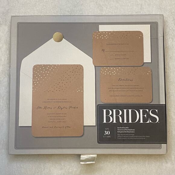 GARTNER STUDIOS BRIDES INVITATION KIT WEDDING GOLD DOTS RUSTIC DIY 30 CT - Picture 2 of 9